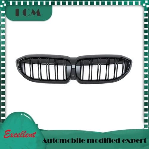 Replacement Style ABS/ABS+Real Carbon Fiber Double Slats Kidney Front Grille Overlay For-BMW 3 Series G20 G28 320i 325i 2019-ON