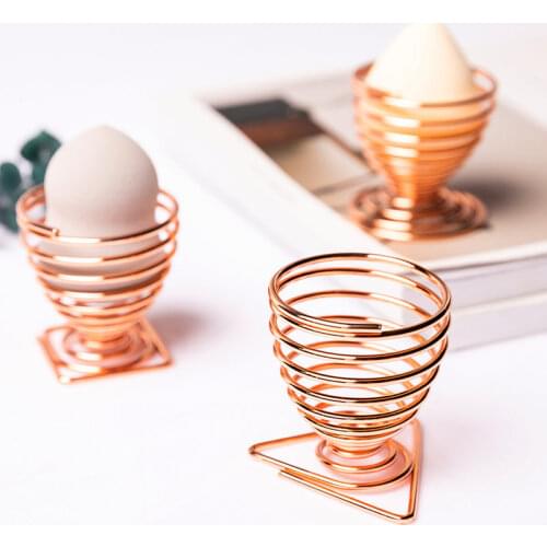 Modern style Rose gold iIron Makeup Puff Holder Sponge Brush Egg Stand Bracket Home Storage Organizer Tool Bathroom Accessories