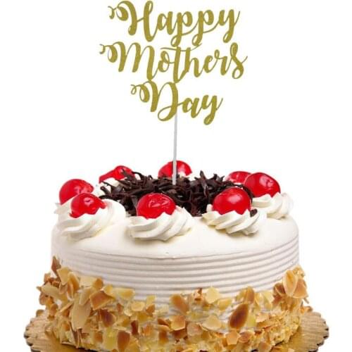 Cake Topper Flags Happy Mothers Day Glitter Paper Cupcake Topper Decoration Mom Birthday Wedding Party Baby Shower Baking DIY