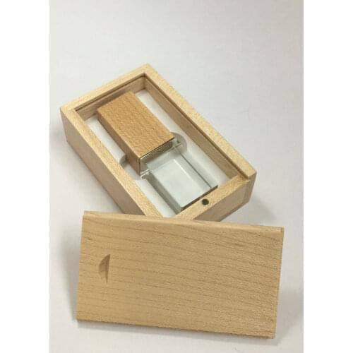 New Custom LOGO crystal wooden box USB 2.0 64GB 32GB 16GB 8GB 4GB stick usb flash drives pendrive usb gift beautiful with 3D LED
