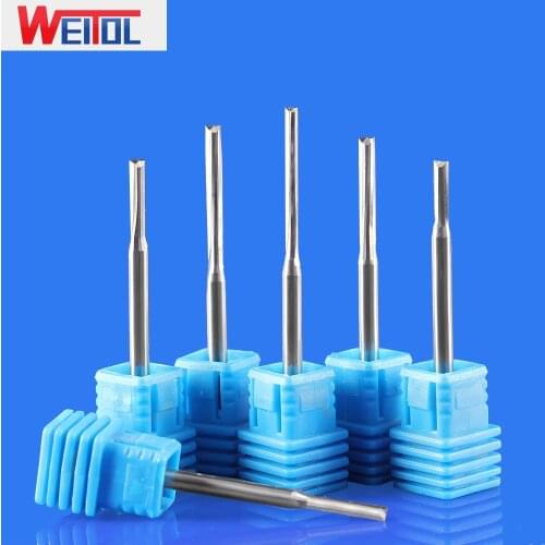 WeiTol 3.175mm Shank Double Flutes Straight Router Bits 2 Flutes Straight bits CNC Cutting Tools