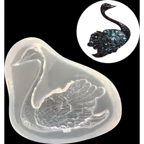 Mirror stereo Swan silicone drop mold DIY mobile phone case key chain decorative clay mold 16364