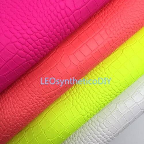 1PC 21X29CM Neon Crocodile Faux Leather Fabric, Synthetic Leather Fabric Leather Sheets For Making Bows LEOsyntheticoDIY R2046A