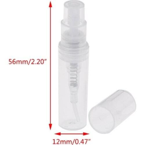100Pcs Mini Clear 2ml Plastic Refillable Spray Bottle Perfume Sample Atomizer 11UF