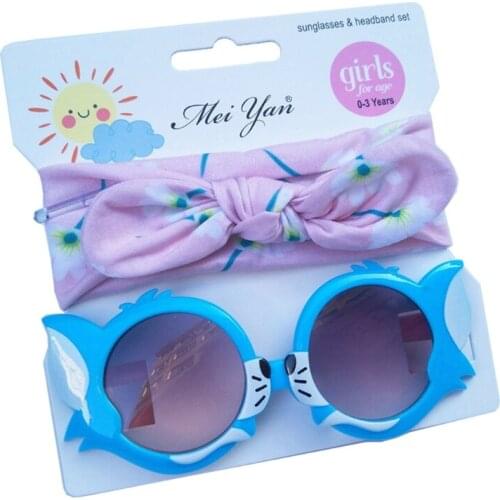2 Pcs/Set Children Baby Sunglasses Hair Band Set Anti-UV Cartoon Glasses Knotted Bow Headband Kids Photo Props