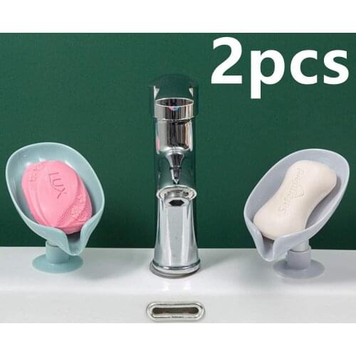 2pcs Leaf Shape Soap Bathroom Accessories Box Drain Soap Holder Box Sponge Storage Tray Bathroom Shower Soap Holder