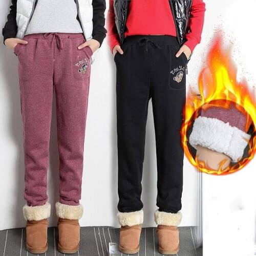 2021 Autumn Winter Women Plush Fleece Sweatpants Trousers Casual Thick Velvet Loose Lambskin Cashmere Sweatpants Tracksuit Pants