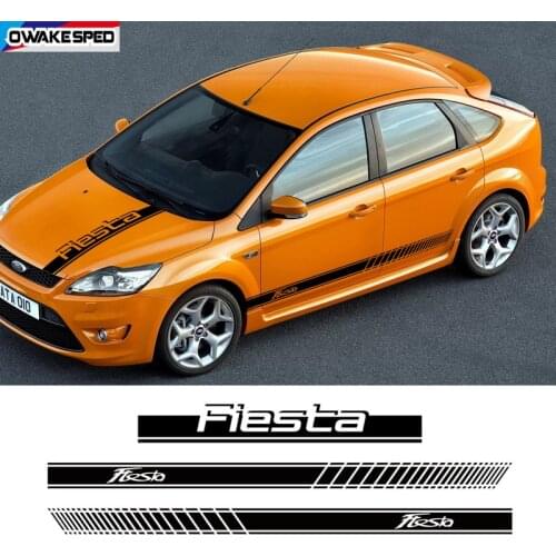 3pcs/lot Car Styling Racing Sticker For Ford Fiesta Auto Hood Bonnet Sport Stripes Car Door Side Skirt Vinyl Decals Accessories
