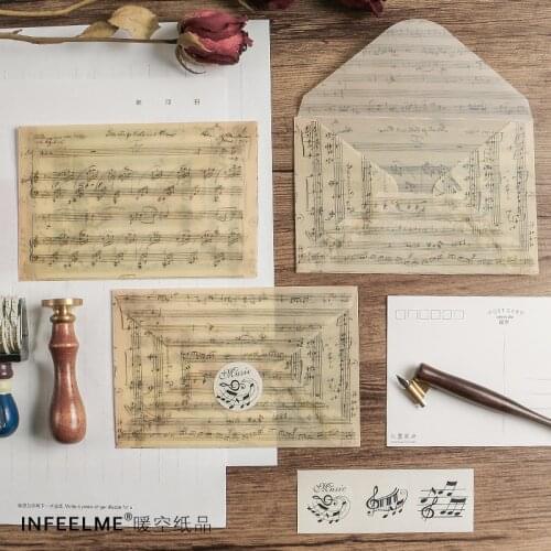 3 pcs/pack Flower Sweet Music Party Envelope Message Card Letter Stationary Storage Paper Gift