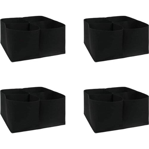 4 Pack Raised Garden Bed-4 Divided Grids Square Raised Garden Planter Fabric Bag Grow Pot Plant for Outdoor Plants