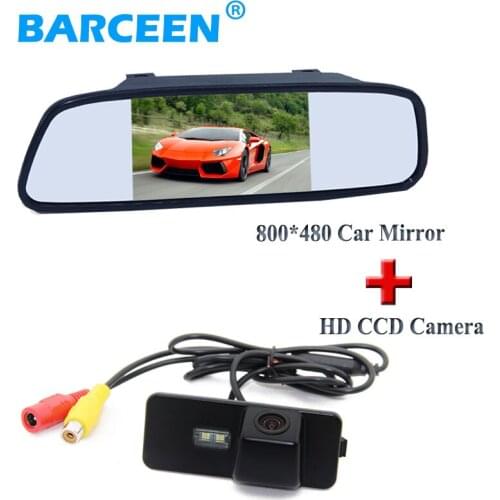 5" car reversing mirror wire+ccd car rearview camera for Volkswagen VW Magotan PASSAT CC /Golf 5/ POLO hatchback / Jetta