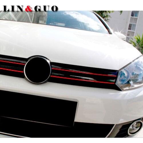 Case For Volkswagen CC GOLF 7 Golf 6 MK6 Polo GTI VW Tiguan Red Line Reflective Car Sticker Front Grille Trim Strip car styling