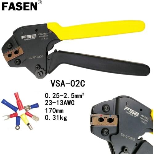 VSA-02C crimping pliers 0.25-2.5mm2 23-13AWG for insulation terminal clamp self-adjusting labor-saving type mini tools