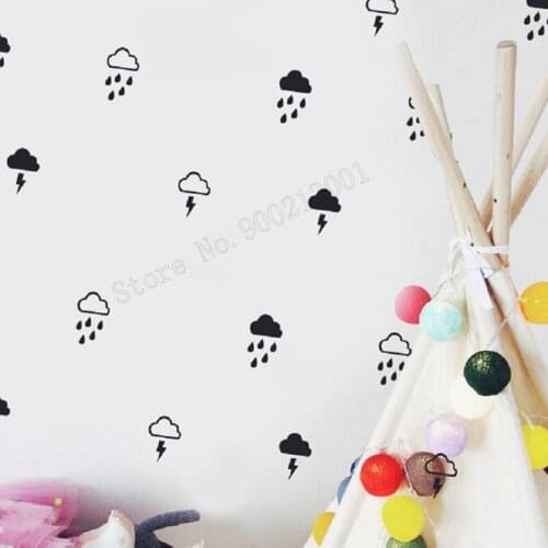 Art Wall Sticker Cloud With Rain Wall Decoration Lightning Rainbow Decal Vinyl Art Removeable Poster Modern Ornament LY182