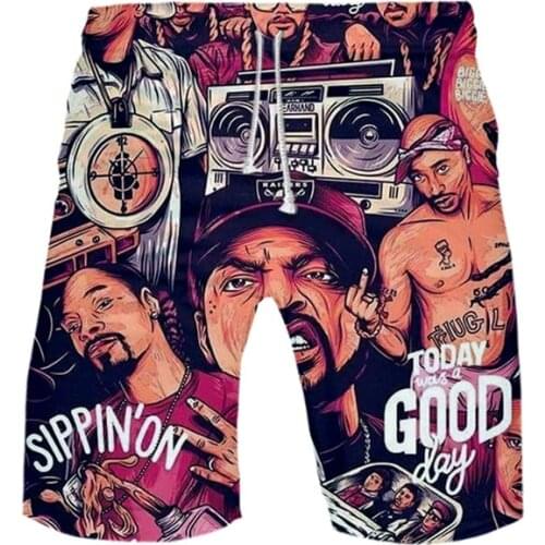 Notorious B.I.G. 3D Board Shorts Trunks Summer Beach Swiming Shorts Men Hip Hop Biggie Smalls Rapper Short Pants Beach clothes
