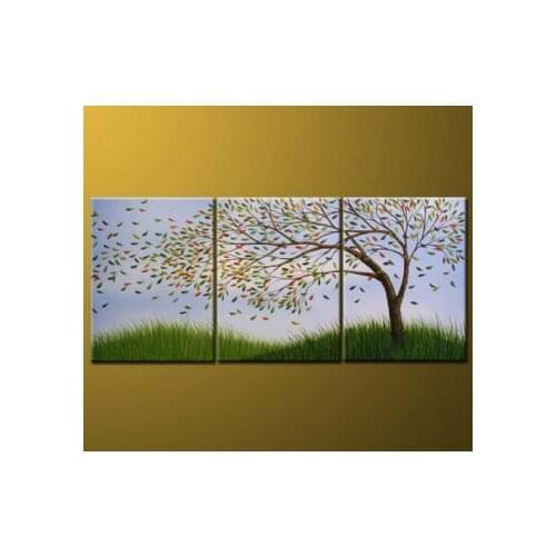 3 Pieces HandPainted Oil Painting Blowing Away I-Modern Painting Canvas Wall Art-Landscape canvas Wall Pictures for living rooms