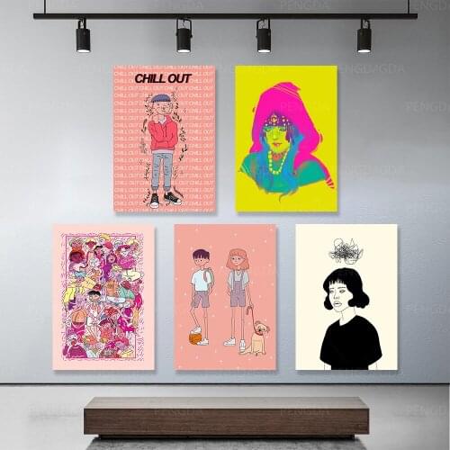 Modular Frame Paintings HD Prints Boy Girl Dog Abstract Color Woman Canvas Picture Modern Home Decor Wall Art Living Room Poster