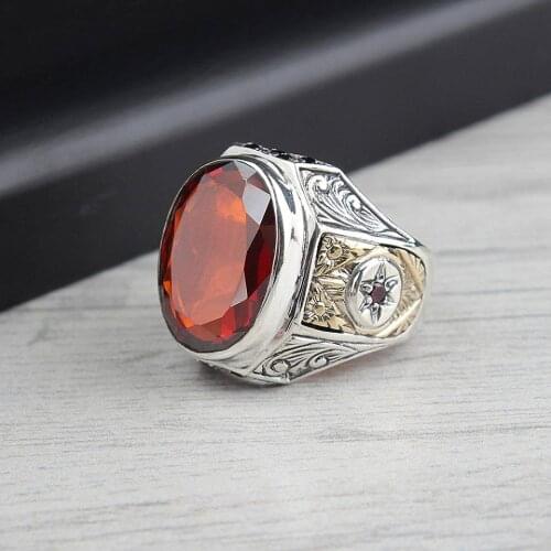Silva Handmade Ring for Men Zircon Stone S925 silver fashion Jewelry Gift Mens Rings All sizes