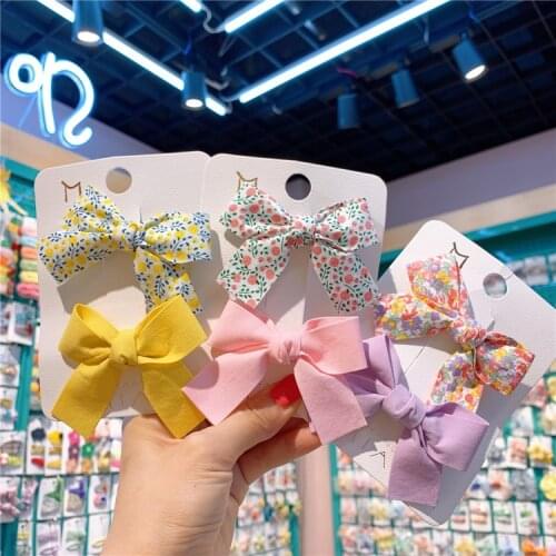 Korean Sweet Fresh Flower Bow Hair Clip Childrens Princess Clip Side Clip Set Hair Accessories Girls Hair Pin Lot Hairclips