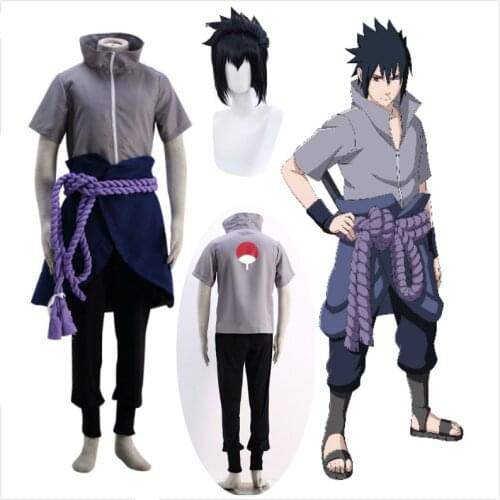 Uchiha Sasuke cosplay costume anime Shippuden clothing halloween party (Blazer + Pants + waist rope + hand guard