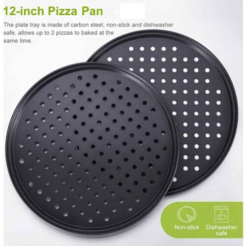 Carbon Steel Pizza Pan with Holes 12 inch Round Pizza Crisper Pan Pizza Baking Bakeware for Home Restaurant Kitchen