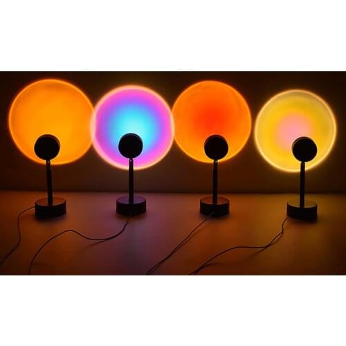 Sunset Projector Lamp Rainbow Atmosphere Led Night Light for Home Bedroom Coffe shop Background Wall Decoration USB Table Lamp