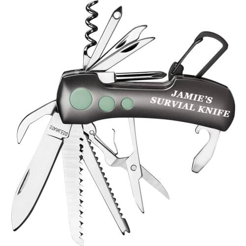 Custom Engraved Multi-Function Survival Pocket Knife Personalized Gift For Husband Boyfriend Groomsman Father Dad Birthday Favor