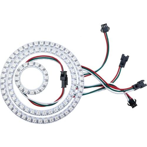 WS2812B Module Strip 16 35 45 Bits LEDs 5050 Rgb Individual Addressable Ring Round Led Pixel Lamp Light Board DC5V White/Black