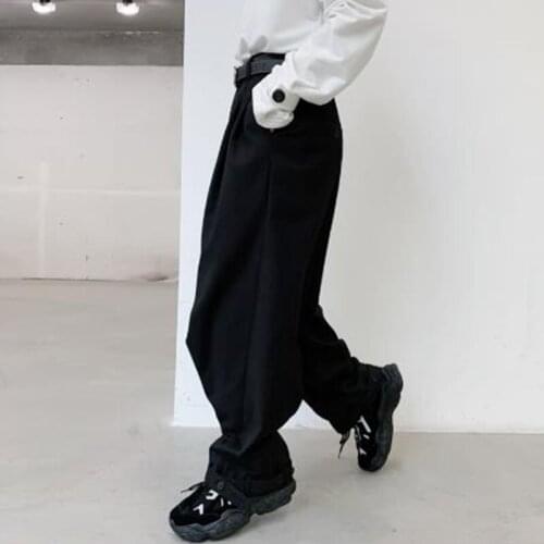 2020 New Men Wide Leg Casual Suit Pant Male Japan Street Vintage Fashion Hip Hop Adjustable Hem Cone Trouser Harem Pant