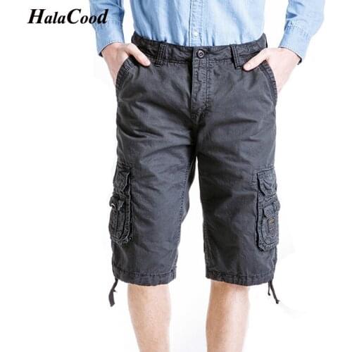 Hot Fashion New 2018 Mens Cotton Cargo Shorts Casual Loose Short Pants Military Summer Style Knee Length Plus Size Shorts Male