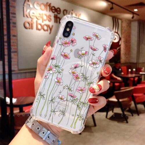 Jaomax Soft Luxury Shockproof Flower Phone Cases For iPhone 7 8 6 6s Plus X Xs Max 11 5S SE Xr Cute Small Floral Cover Fundas