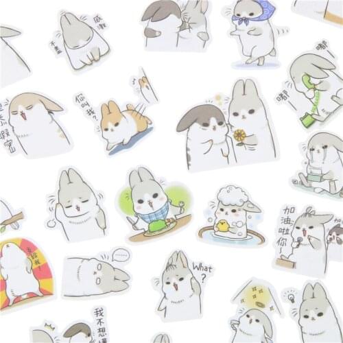 40 Pcs/Pack New Kawaii Chubby Rabbit Series Pet Sticker Pack Hot Sell Deco Packing Stickers Memo Pad Material Escolar Kawaii
