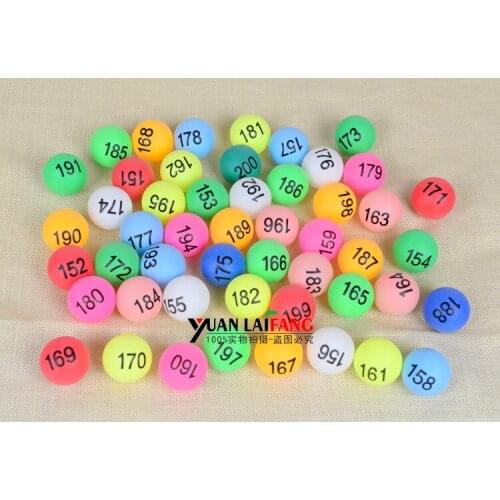 No.1-200 colorful game ball Lottery ball with numbers tennis ball entertainment awards 200 pcs digital balls