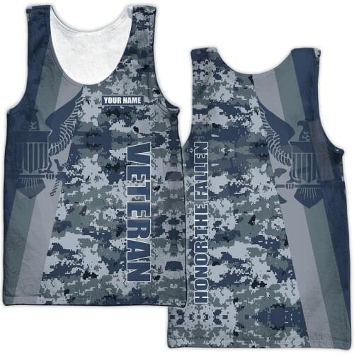 Tessffel Newest Eagle Navy Army Veteran Military Camo 3DPrint Men/Women Summer Casual Funny Harajuku Sleeveless TankTop Vest A3