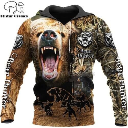PLstar Cosmos bear HUNTING 3D Printed Shirts 3D Print Hoodies/Sweatshirt/Zipper Man Women big black bear Bow Hunter Bear-2