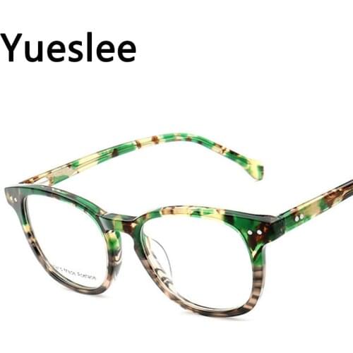49526 Retro Acetate Round Glasses Frame Men Women Optical Fashion Computer Eyeglasses
