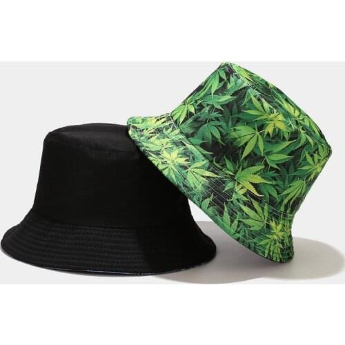 Women Men Maple Leaf Panama Bucket Hat Hip Hop Cap Couple Summer Cotton Fishing Hat Sun Flat Top Fisherman Hats Caps Boonie Gift