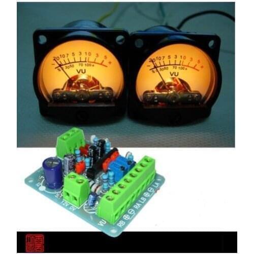 2pcs Panel VU Meter Header Warm Back Light Recording & DB Audio Level Power Amplifier Indicator + Driver Board
