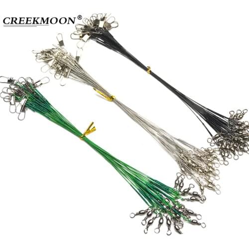 Wholesale 100pcs 50cm Anti-bite Steel Wire Leader Leashes for Fishing 150LB with Swivel Fishing Lure AccessoriesTools Pike Bass