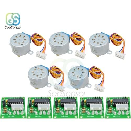 5pcs ULN2003 28BYJ-48 5V 12V Reduction Step Motor Gear Stepper Motor 4 Phase Step Motor for arduino 5pcs Motor +5pcs Board