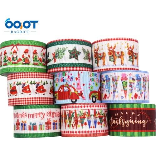 1-1/2Inch X 5 Yard Christmas Ribbon Christmas Small Snowflake Santa Claus Pattern Holiday Decoration Gift Wrapping Ribbon