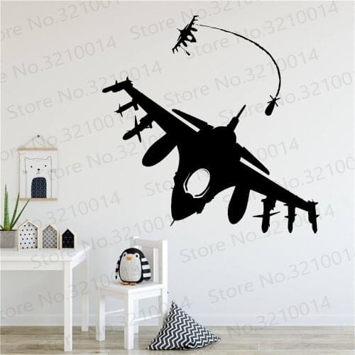 Military Aviation Airplane Wall Stickers For Kid Rooms Removable Vinyl Wall Decals Cartoon Aircraft Wall Decor PW426