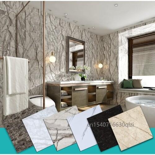 15/10Pcs Modern Self Adhesive Tiles Floor Stickers Marble Bathroom Ground Decals Kitchen Bedroom Peel and Stick Wall Sticker