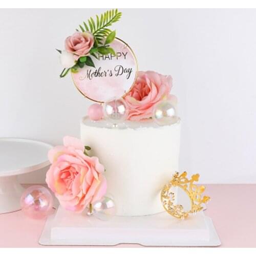 33style Happy Birthday Cake Topper Artificial flowers Cake Toppers For DIY Baby Shower Birthday Party Decoration Baking Decor