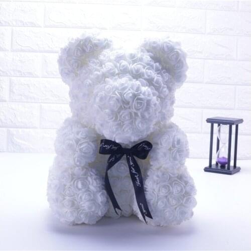 STOCK 40cm Grey Rose Bear PE Artificial Flower Rose Teddy Bear For Women Valentines Wedding Birthday Christmas Gift