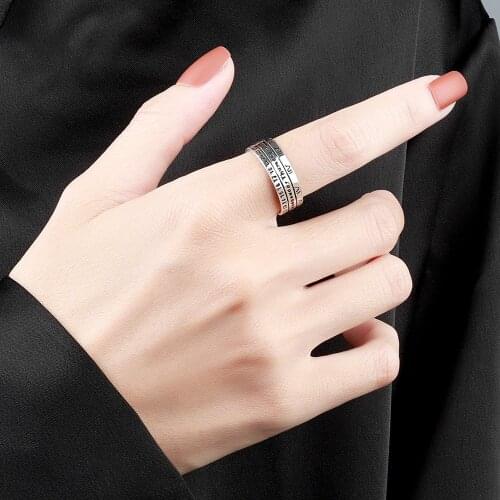 VENTFILLE 925 Sterling Silver Vintage Couple Letter Open Roman Numeral Ring