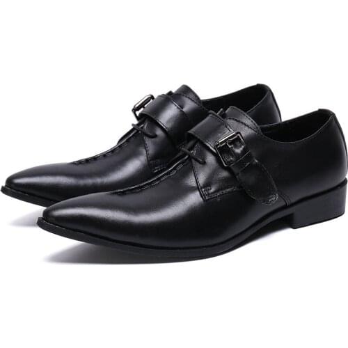 Zapatos de hombre black genuine leather mens pointed toe dress formal office shoes men sapato social mens shoes gents fashion