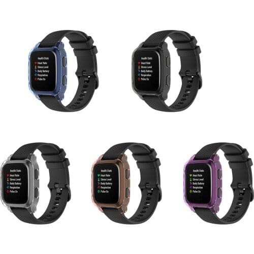 TPU Soft Case Shell Full Edge Frame Glass Screen Protector For Garmin Venu SQ Sport Smart Watch Protective Bumper Cover