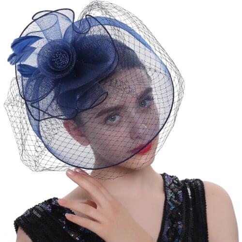 1PC Women Large Fascinator Flower Hair Clip Feathers Top Wedding Royal Ascot Race Accessories Fashion Accessories Head Bands