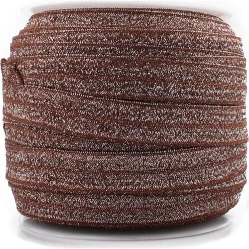 1PC=50Y 5/8"=15MM OEM Highly-flexible Elastic Glitter Velvet Ribbon Ornaments Solid Metallic Nylon Band for Hair Accessories